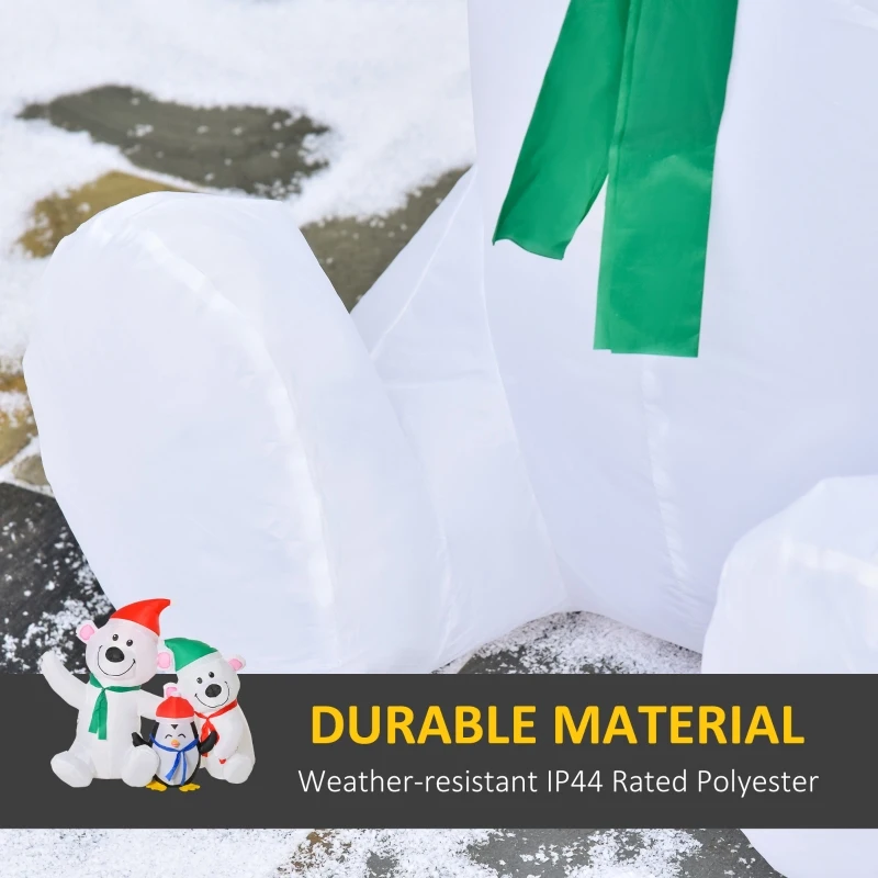 HOMCOM 4ft Christmas Inflatable Decoration with Two Bears and Penguin Light Up Outdoor Blow Up Decorations Xmas Decor for Holiday Party Garden