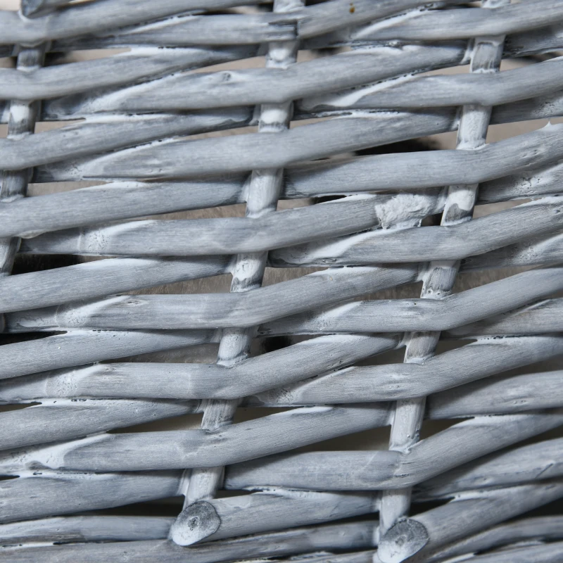 PawHut Wicker Raised Dog Bed Cat Sofa Elevated Couch Lifted Corner with Soft Plush Cushion Elevated Base Grey 58 x 58 x 28cm