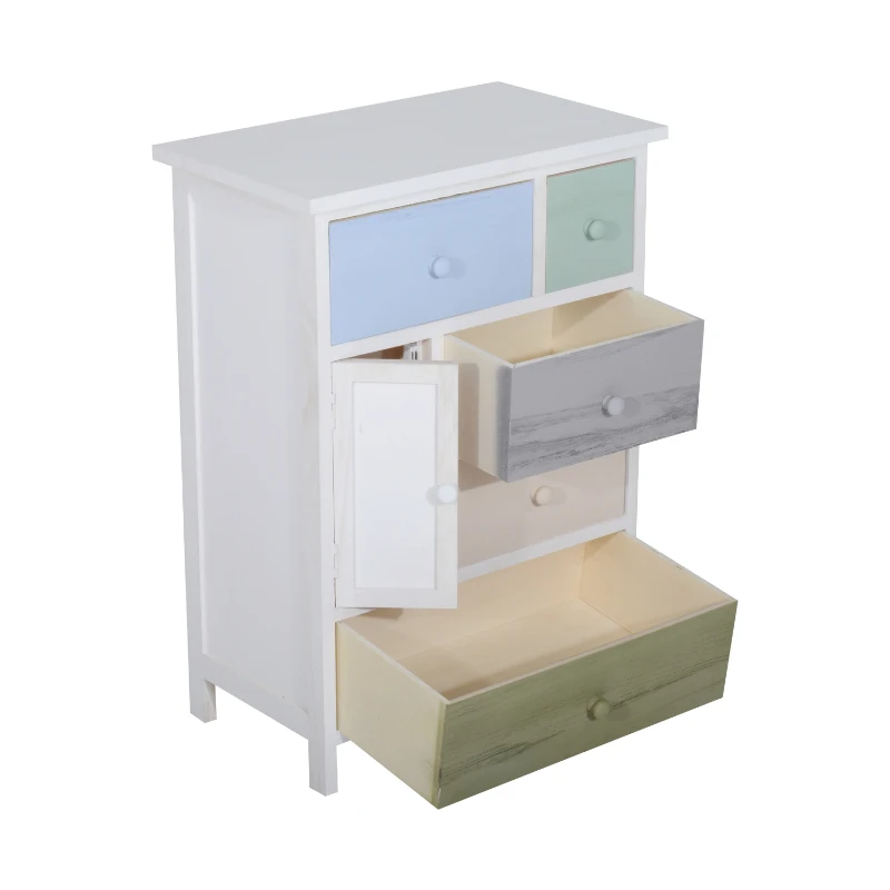 HOMCOM Wood Storage Cabinet Chest of Drawers Unit Wooden Multicolor Drawer Organiser Bedroom Furniture