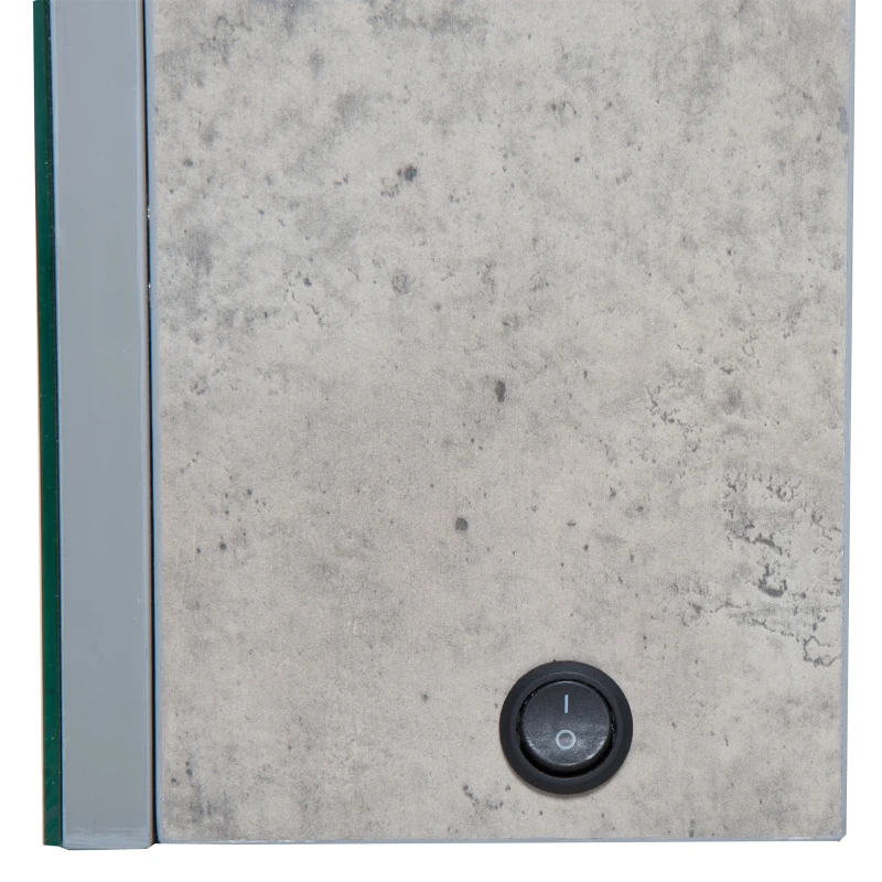 Kleankin Wall-Mount Bathroom LED Mirrored Cabinet, 63Wx68Hx13.5T cm-Cement Grey
