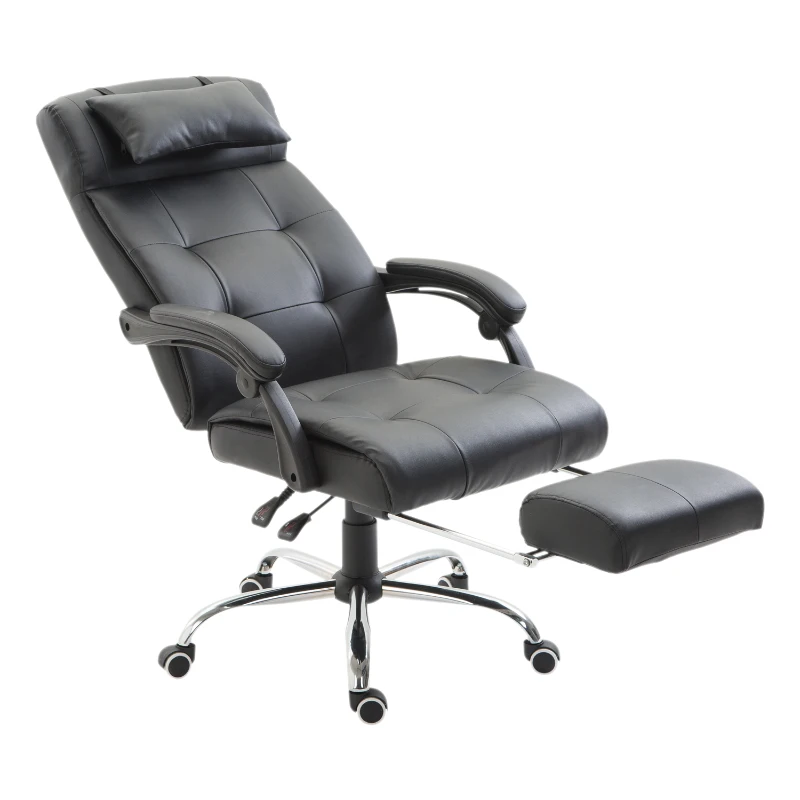 HOMCOM Ergonomic Office Chair W/Footrest,  PU-Black