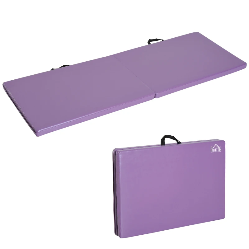 HOMCOM 6FT Polyethylene Foam Folding Exercise Mat w/ Handles Purple