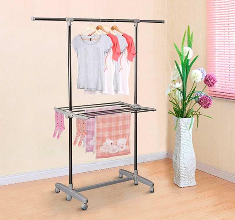 HOMCOM Clothes Hanger Stand W/Wheels