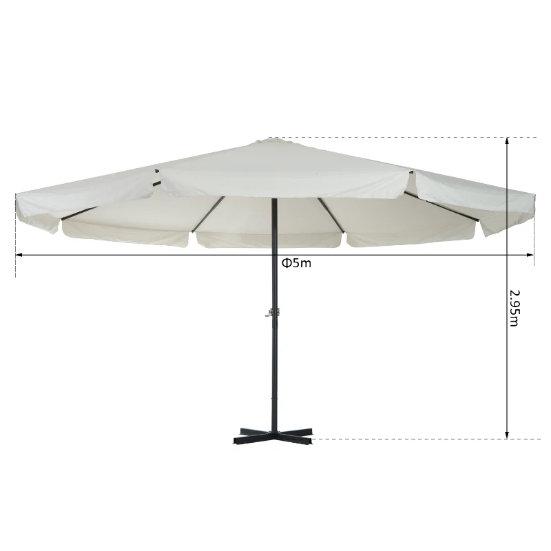 Outsunny Φ5M Umbrella Parasol-Cream White