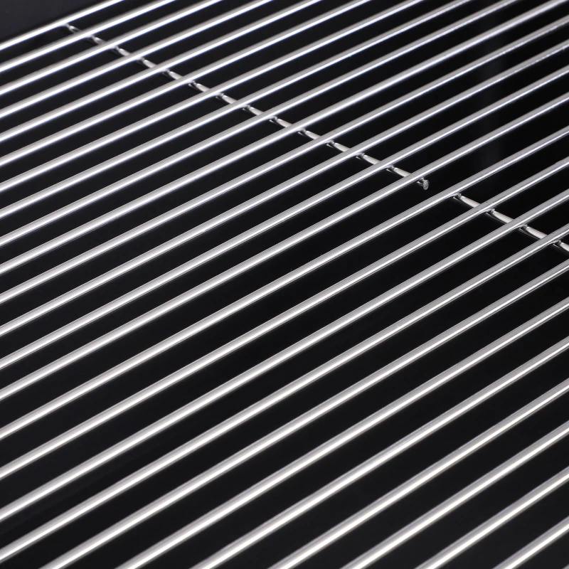 Outsunny Charcoal BBQ Grill, Cold-Rolled Iron, Fir Wood, 138Lx52.5Wx101H cm-Black