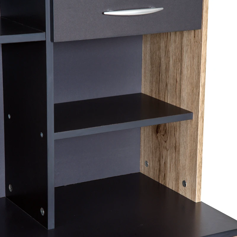 HOMCOM Freestanding Kitchen Pantry Cabinet, 90Lx39Wx169H cm-Black and Oak Colour