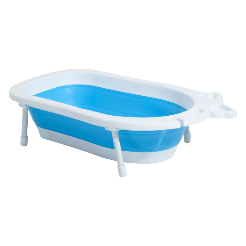 HOMCOM Foldable Baby Bath Tub-Blue/White