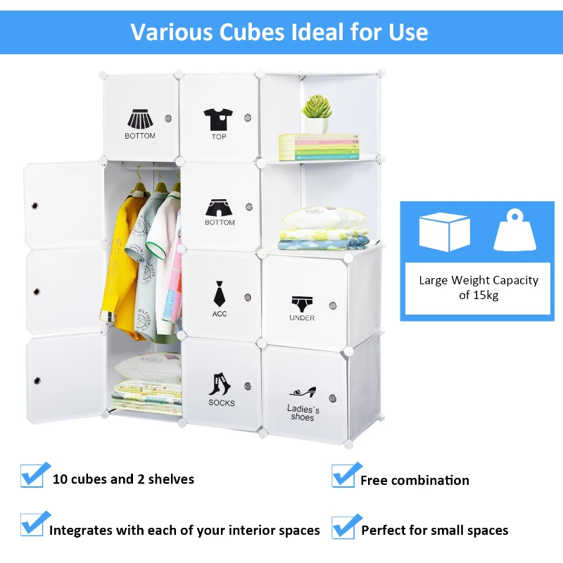 HOMCOM 10 Cubes Cupboard-White