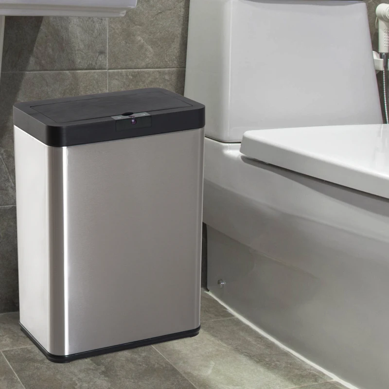 HOMCOM Sensor Bin, Stainless Steel, 52L