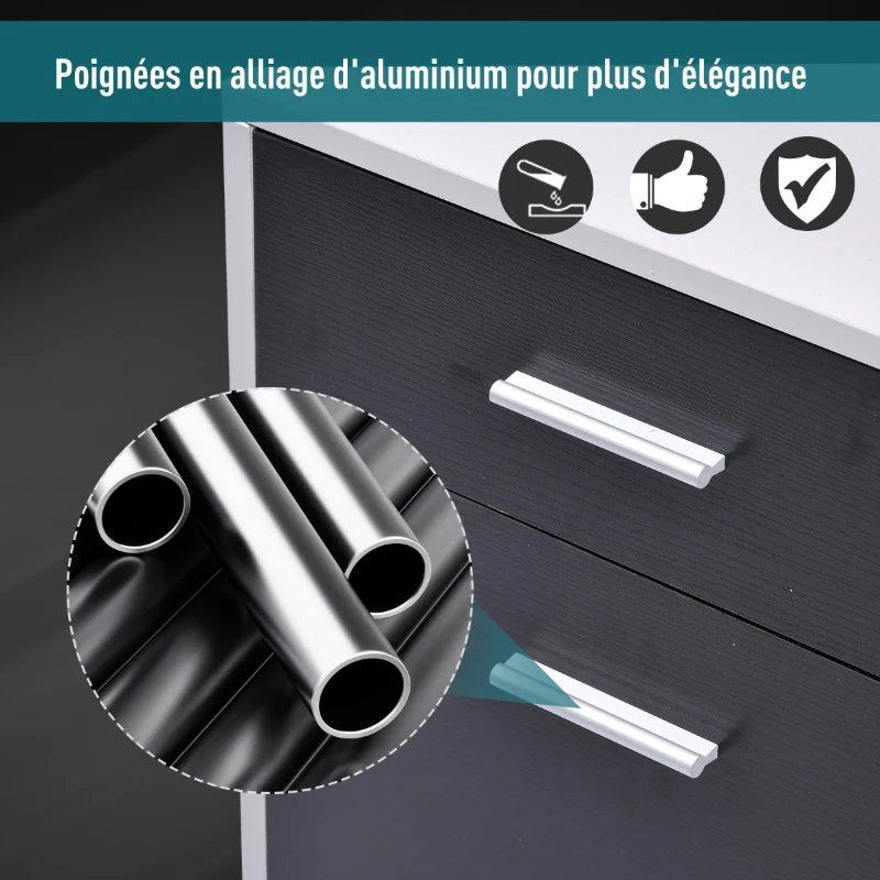 HOMCOM Bureau Multi-Rangements Noir et Blanc