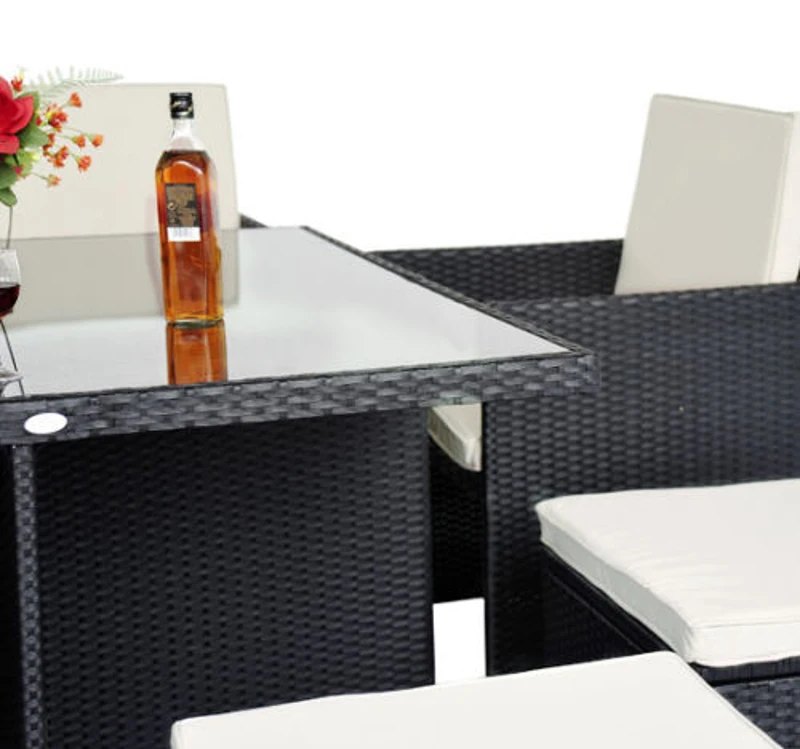 Outsunny 9 Pcs Rattan Dining Set+Free 5 Pcs Bistro Set