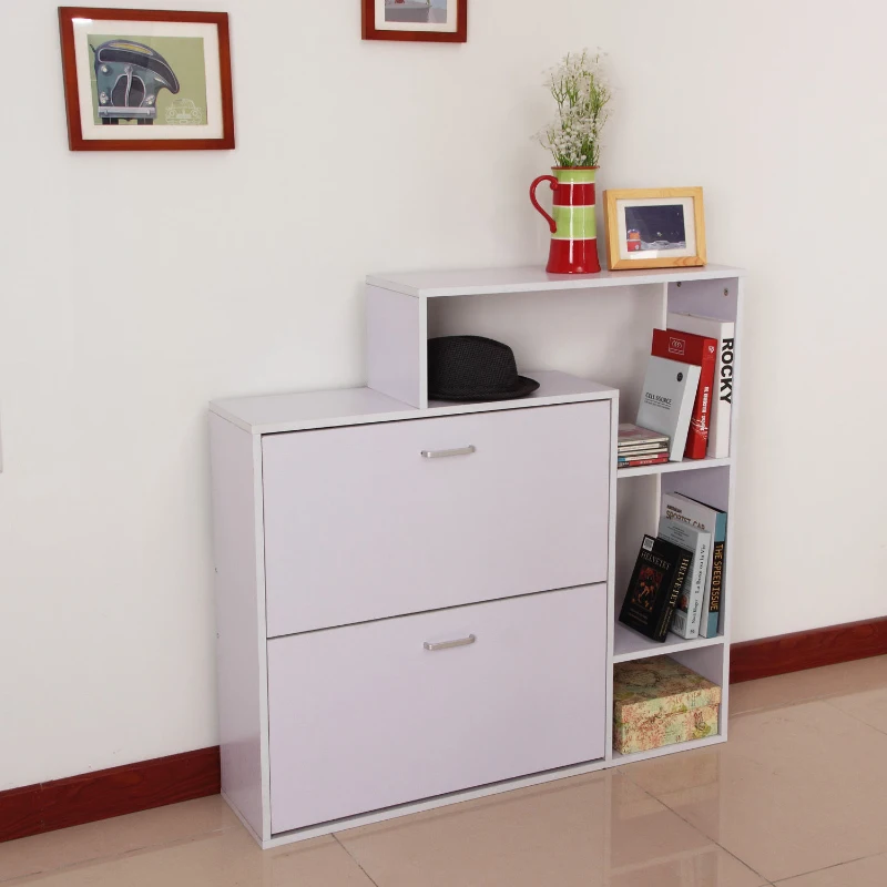 HOMCOM Shoe Cabinet, 2 Drawers/3 Shelfs-White