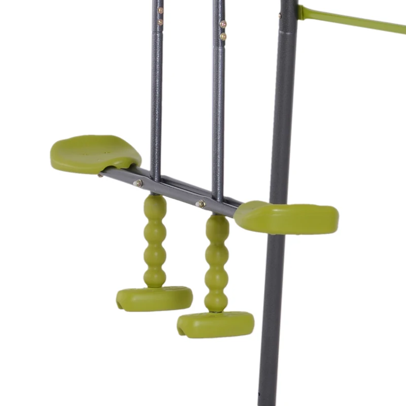 HOMCOM Kids Metal Swing Set, 160/245Lx138Wx180H cm-Grey/Lemon Green Colour