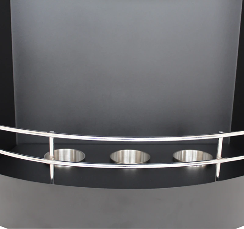 CHEMINEE BIO ETHANOL MURALE A GEL ACIER INOXYDABLE 3 BRULEURS DESIGN NOIR NEUF 26