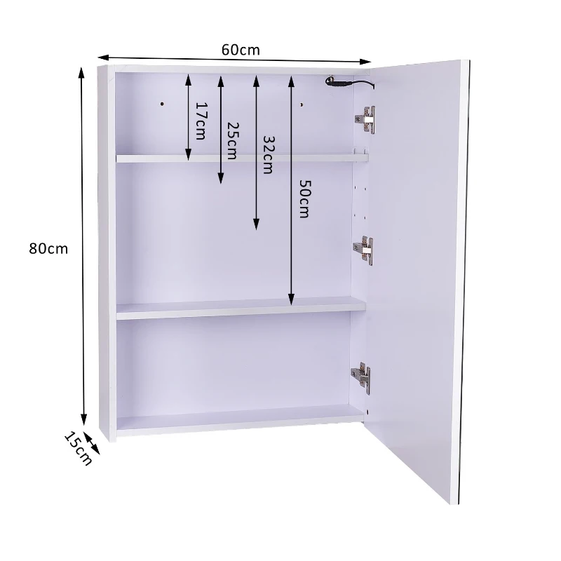 HOMCOM LED Wall Cabinet Mirror, 80L×60W×15T cm