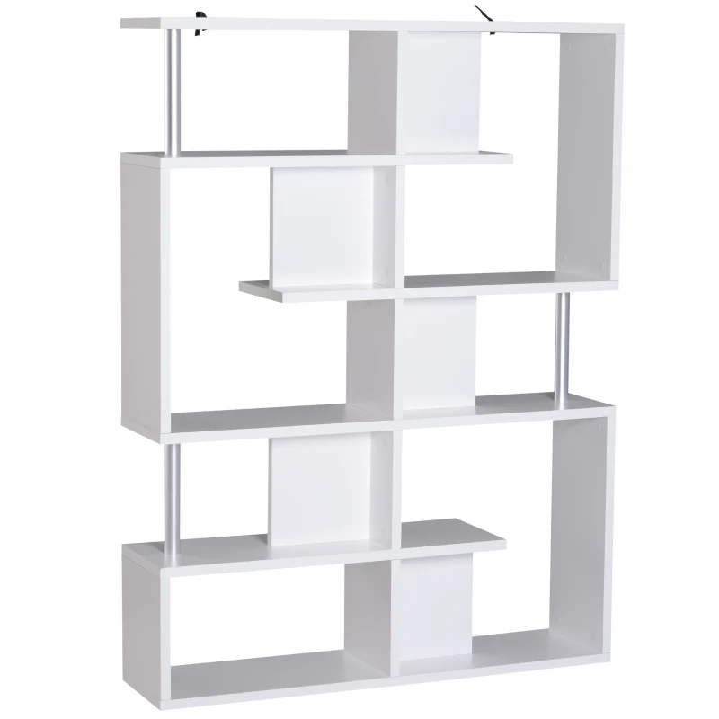 HOMCOM 5-Tier S Shape Bookcase, 120Wx28.6Dx160H cm-White
