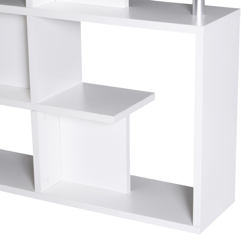 HOMCOM 5-Tier S Shape Bookcase, 120Wx28.6Dx160H cm-White