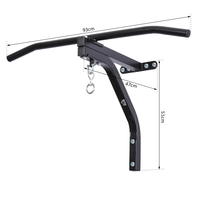 HOMCOM Punching Bag Hanger Wall Mount Bracket Kick Boxing MMA Training Frame Home Fitness Workout Pull Up Bar, Black