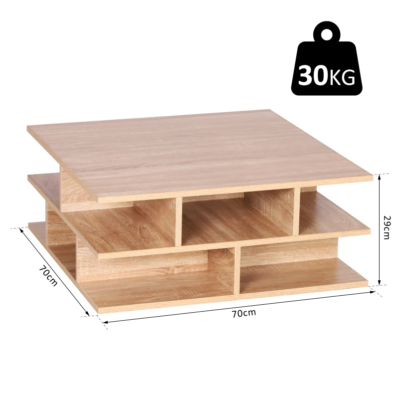 HOMCOM Coffee Table 12 Cubes Square Storage, 70W x 70D x 29Hcm-Oak