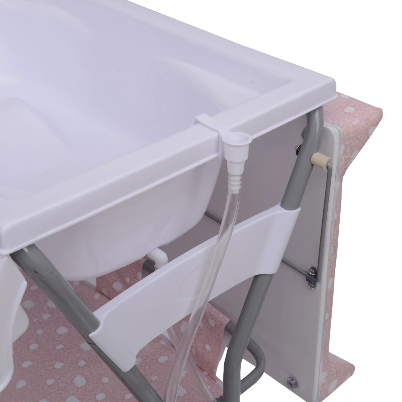 HOMCOM Baby Bath/Changing Table W/ Tub-Pink