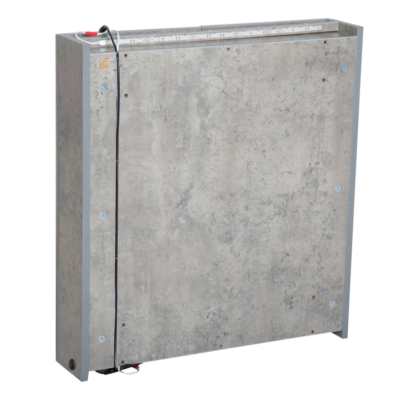 Kleankin Wall-Mount Bathroom LED Mirrored Cabinet, 63Wx68Hx13.5T cm-Cement Grey
