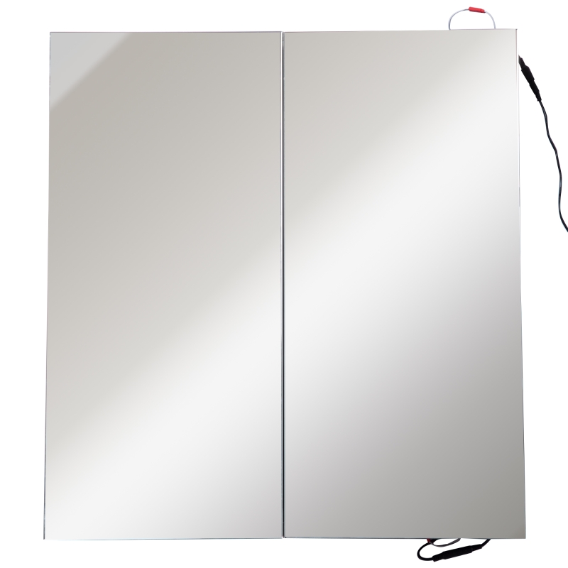 Kleankin Wall-Mount Bathroom LED Mirrored Cabinet, 63Wx68Hx13.5T cm-Cement Grey