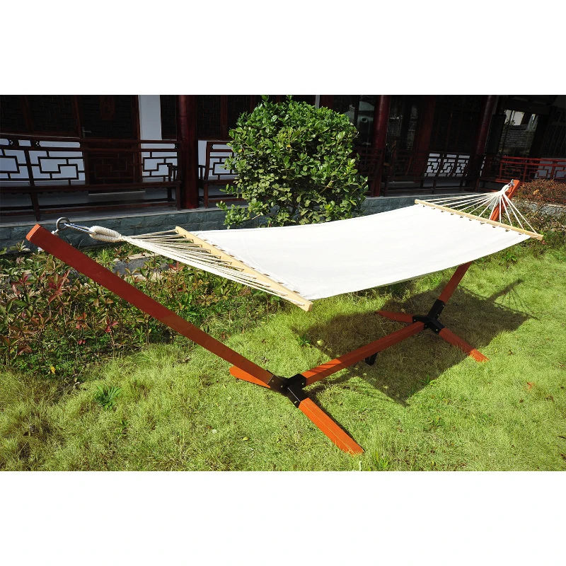 Outsunny Single Wooden Hammock-White