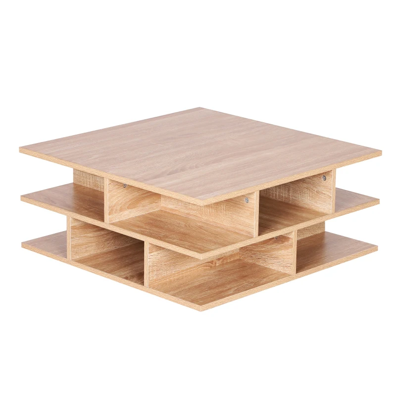 HOMCOM Coffee Table 12 Cubes Square Storage, 70W x 70D x 29Hcm-Oak