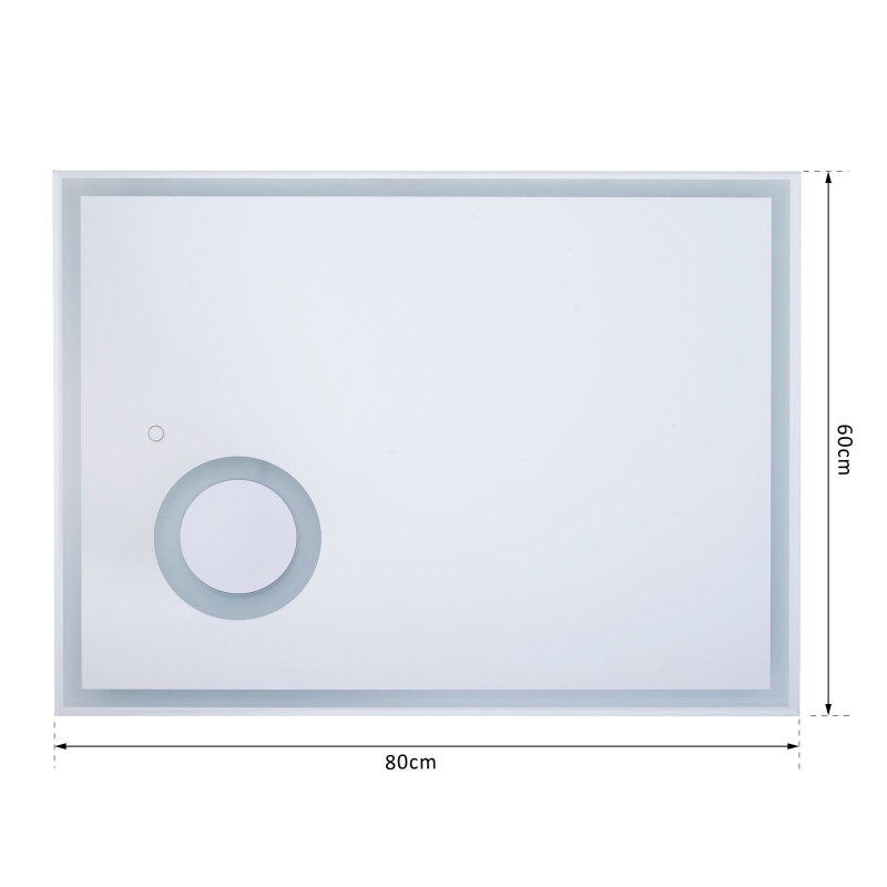 Kleankin 800x600 mm Illuminated LED Bathroom Mirror-Silver