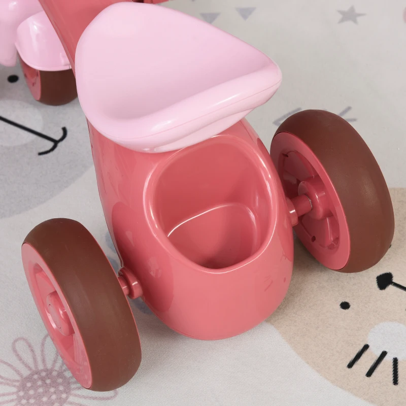 HOMCOM 3 Wheel Kids Tricycle Toddler Pedal Trike Ride on Bicycle with Front Back Basket Bell Balance Bike Boys Girls for 3 to 6 Years Pink