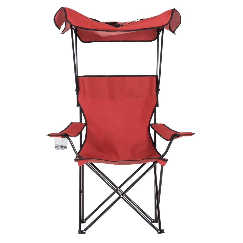 Outsunny Folding Chair, Steel,Oxford Fabric-Red
