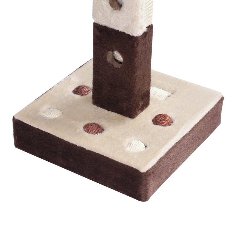 PawHut Cat Tree, Plush, 35Lx 35Wx60.5H cm-Beige/Coffee
