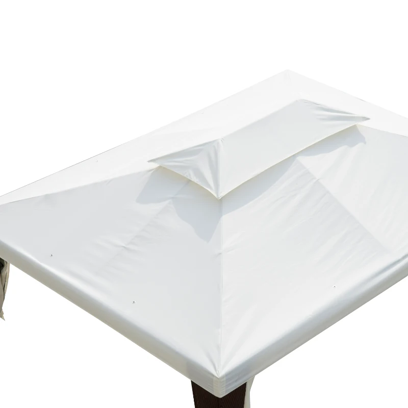 Outsunny Rattan Gazebo Tent, 3x4 m-Light Coffee