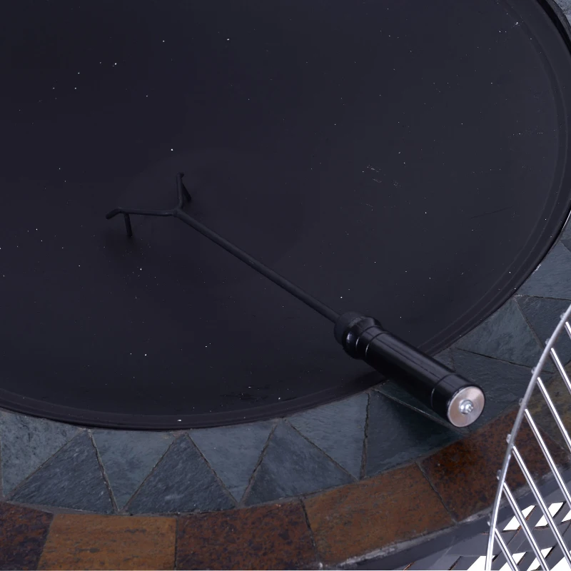 Outsunny Round Outdoor Garden Metal Fire Pit-Black