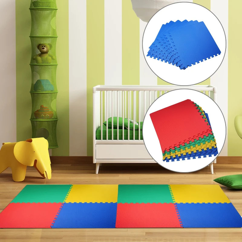 HOMCOM Interlocking Floor 8 Pcs EVA Mats Set-Multi Coloured