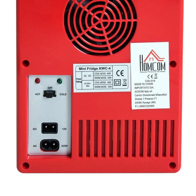 HOMCOM Electric Mini Fridge, 4L-Red