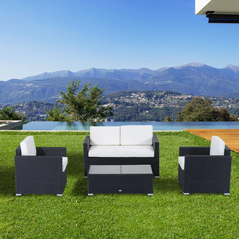 Outsunny Ensemble Salon de Jardin en Résine tréssée