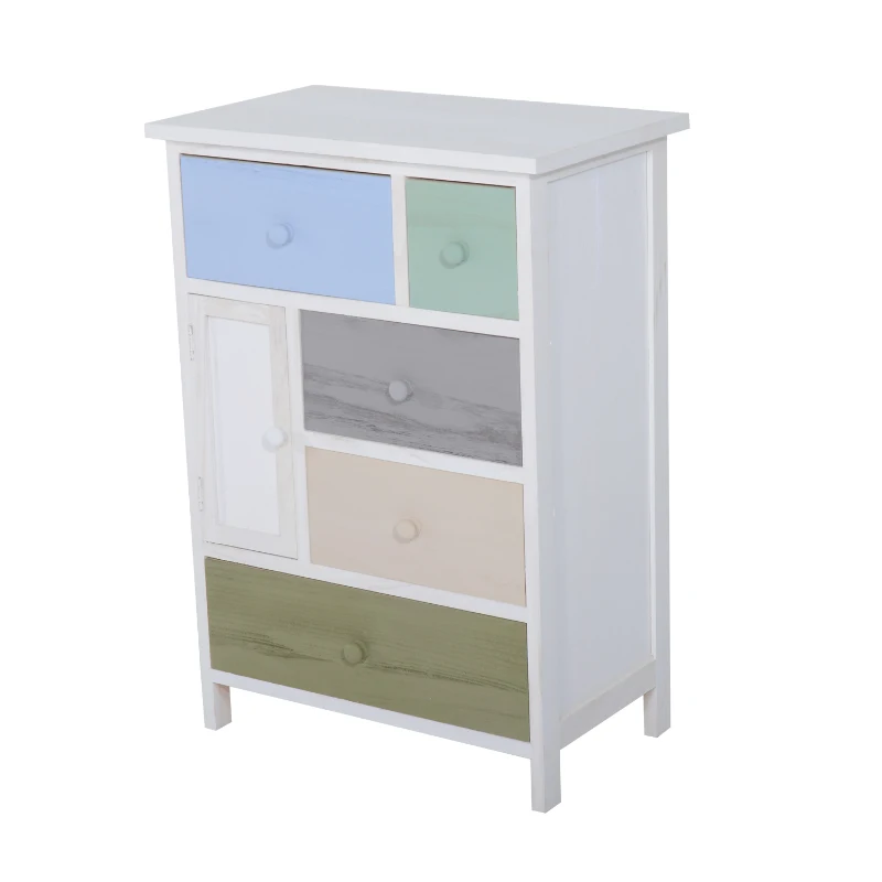 HOMCOM Wood Storage Cabinet Chest of Drawers Unit Wooden Multicolor Drawer Organiser Bedroom Furniture