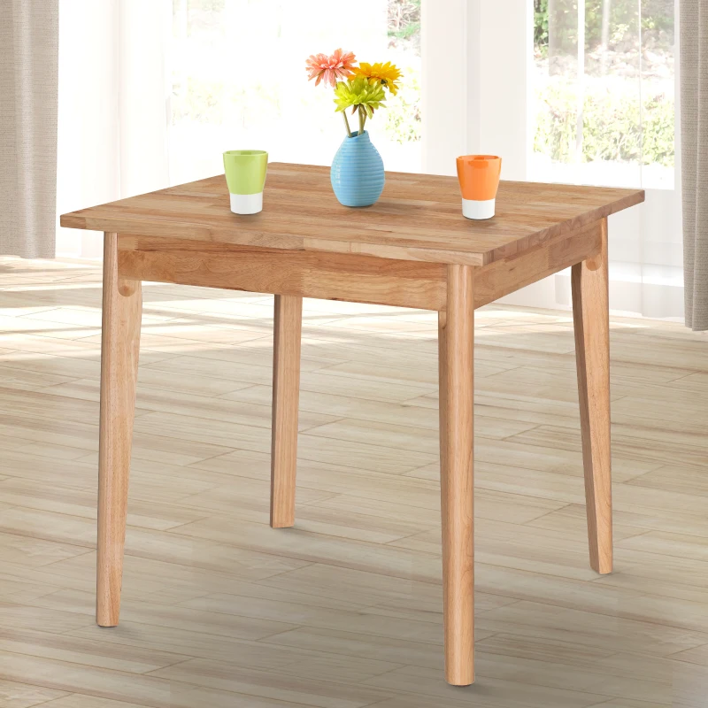 HOMCOM Solid Wood Dining Table, 80Lx80Wx75H cm, Rubber wood