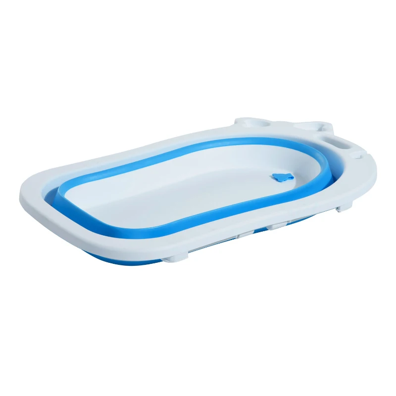 HOMCOM Foldable Baby Bath Tub-Blue/White