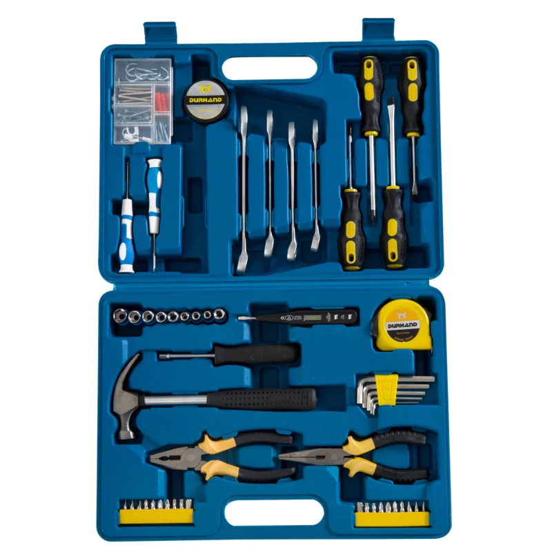 DURHAND 92 Pcs Mechanic Automotive Tool Box-Blue Case