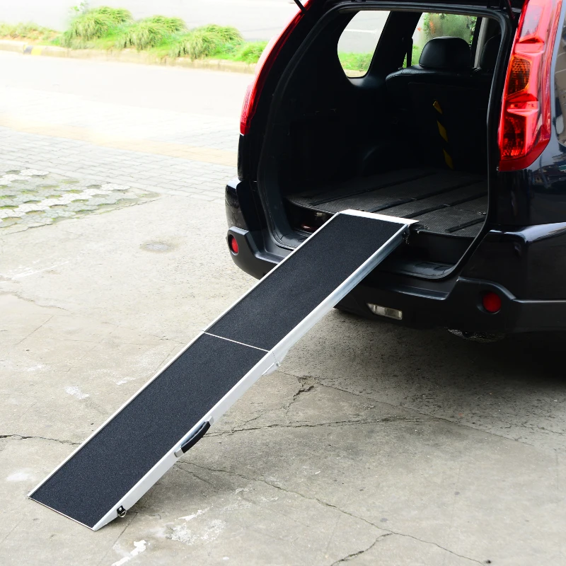 PawHut Aluminium Folding Pet Ramp,overall size 183Lx36Wx5T cm-Black/Silver