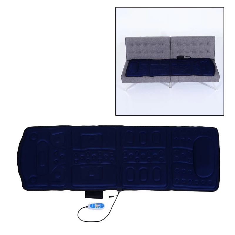 HOMCOM 10-Motor Heated Vibration Massage Plush Mat-Blue