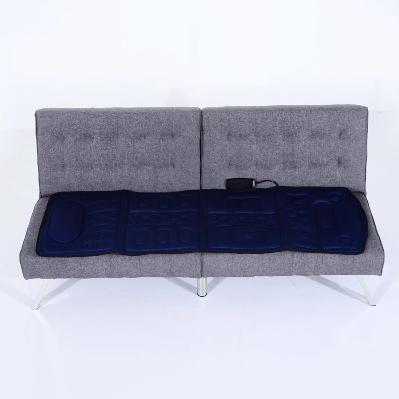 HOMCOM 10-Motor Heated Vibration Massage Plush Mat-Blue