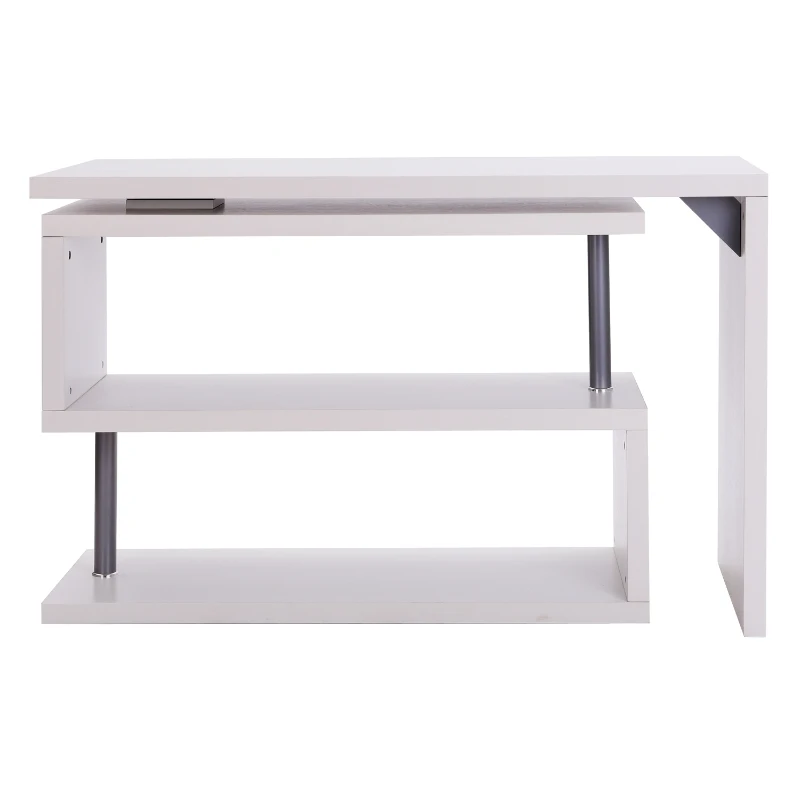Homcom Bureau Informatique en Métal Chromé Blanc 255,5 x 94 x 31 cm