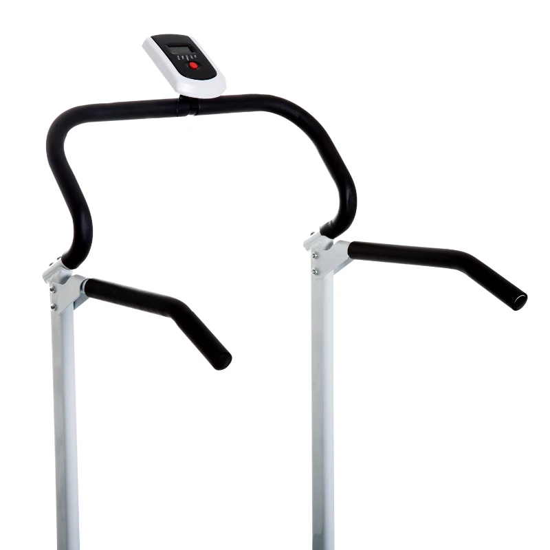 HOMCOM Twin Flywheel Folding  Manual Treadmill for Home Gym-Black/White