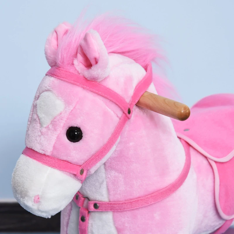 HOMCOM Push Pony Ride On Walking Horse on Wheels w/ Realistic Sounds Pink