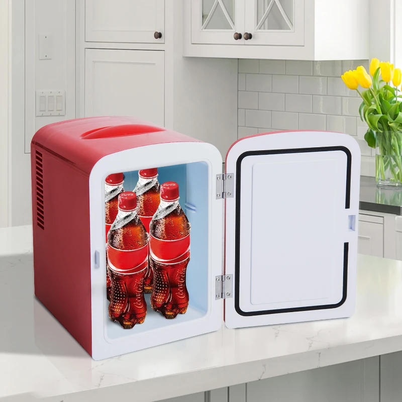 HOMCOM Electric Mini Fridge, 4L-Red