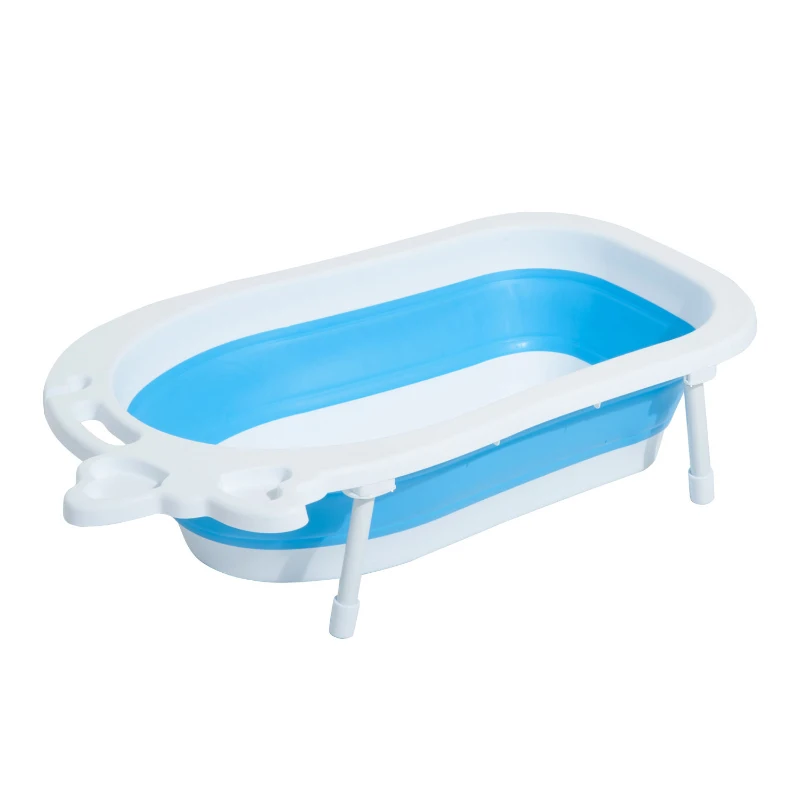 HOMCOM Foldable Baby Bath Tub-Blue/White