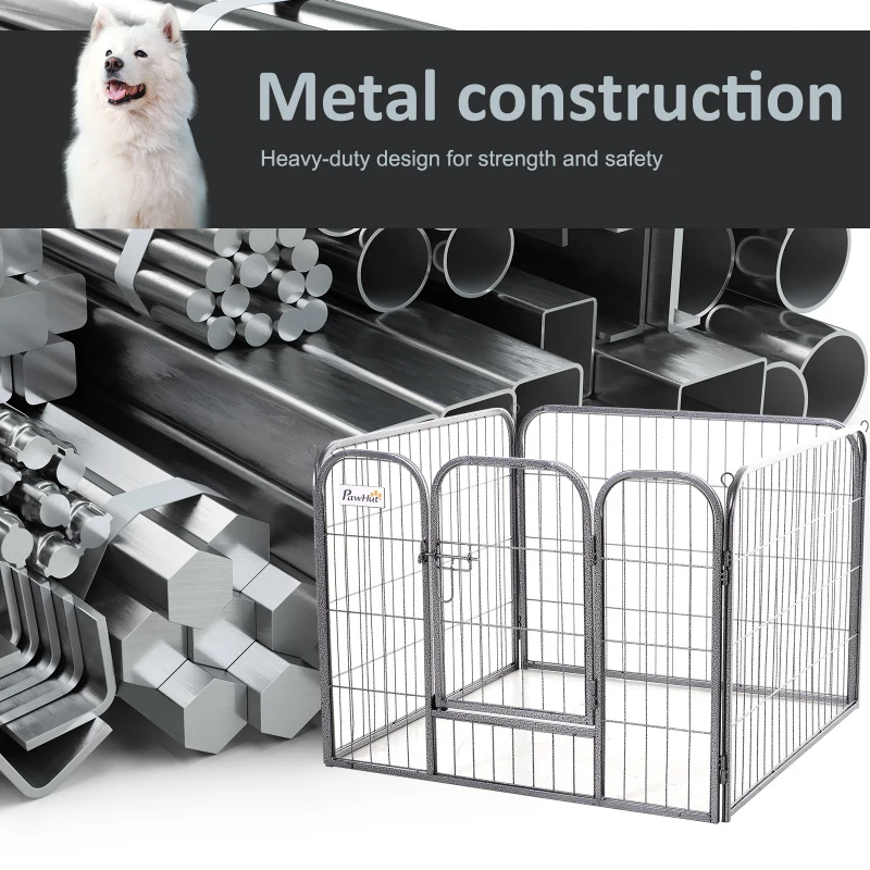 PawHut Heavy Duty Dog Playpen, 4 Panel Puppy Pen, Foldable Dog Kennel Both Indoor Outdoor Use Collapsible Design 82L x 82W x 60H (cm)